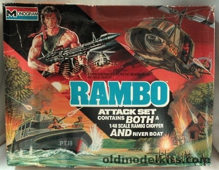 Monogram 1/48 Rambo Attack Set UH-1 and Vietnam River Boat, 6039 plastic model kit